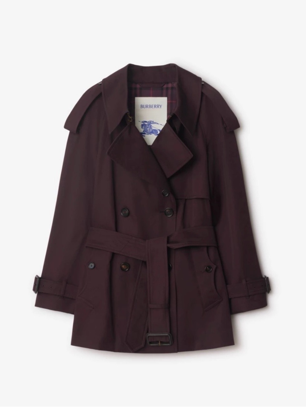 NWT Burberry Short Gabardine Fitzrovia Oversized Cropped Trench Coat Red Wine 2 - Picture 2 of 16